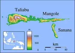 Sula Islands Regency is located in Sula Islands