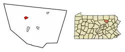 Location of Forksville in Sullivan County, Pennsylvania.