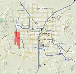 Location of Summerlin South in Clark County, Nevada