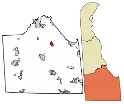 Location of Milton in Sussex County, Delaware.