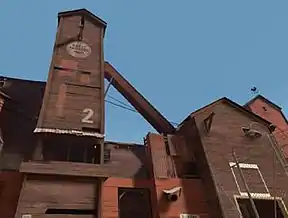 An example of colour coding: on the 2Fort map, both the BLU and RED bases have their own colour scheme.