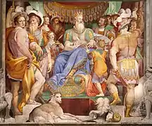 Charlemagne confirms the Donation of Pepin, Sala Regia (Vatican), by Taddeo Zuccari, 1564–65