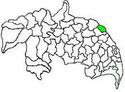 Mandal map of Guntur district showing Tadepalle mandal (in green)
