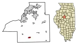 Location of Delavan in Tazewell County, Illinois.
