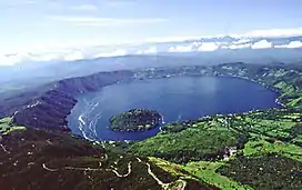 Aerial view of the Coatepeque Caldera