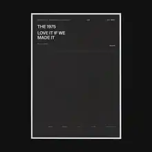 A photo of a gray rectangular box surrounded by a thick black border. Written in the upper left corner of the box are the words "The 1975" and "Love It If We Made It".