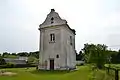 Bell Tower (1764) of Kostel of the Holy Trinity, entrance view