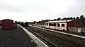 Looking towards the buffer stop along the station platforms.