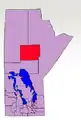 The 1998-2011 boundaries for Thompson highlighted in red.