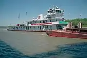 Towboat Martha Mac upbound in Portland Canal on Ohio River (1 of 2), Louisville, Kentucky, USA, 1999