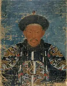 The Dörbed-Oirat Tseren (车凌) in Qing dynasty costume. Painting by Jean Denis Attiret