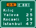 A sign on an otoyol in Turkey