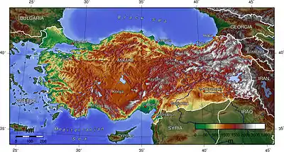 Image 47Topographic map of Turkey (from Geography of Turkey)