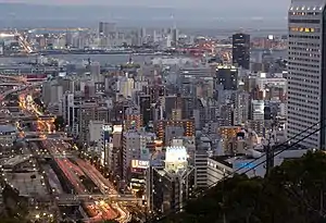 View of Sannomiya from Shin-Kobe Station (2009)