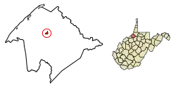 Location of Middlebourne in Tyler County, West Virginia.