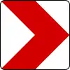 Marking for sharp bends, bridge parapets, abutment, walls, tunnel mouths, etc. Single arrow marker (to right)