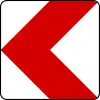 Marking for sharp bends, bridge parapets, abutment, walls, tunnel mouths, etc. Single arrow marker (to left)
