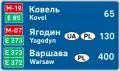 Destinations sign with distances
