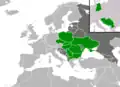 A map showing from which countries from the Eastern European Group has there been elected a President of the United Nations General Assembly as of September 2017.