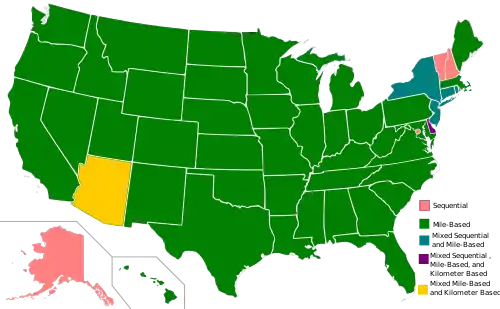 Exit Numbers in the United States by State as of August&nbsp;2021[update]