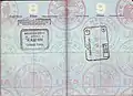 Pair of passport stamps (exit from France, entry into the UK) at the juxtaposed border controls at Paris Gare du Nord station.