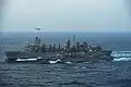 Samidare replenished by USNS&nbsp;Rainier on 22 February 2016.