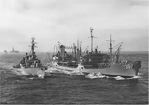 USS Chemung (AO-30) refueling USS Boyd (DD-544), 1969