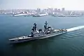 USS Harry W. Hill leaving San Diego in December 1984