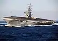 Ronald Reagan conducts rudder checks in October 2007, as part of the ship's periodic inspection.