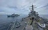 USS&nbsp;Russell&nbsp;(DDG-59) with Sumitra during a passex exercise.