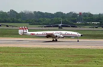 A restored L-1049H of the National Airline History Museum (previously Save-A-Connie) in full Trans World Airlines colors