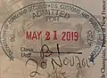 Entry stamp for air travel issued at Toronto-Lester B. Pearson International Airport in a Canadian Passport.