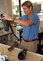 The Prosthetics Division at Naval Medical Center San Diego, configures a custom-built Cheetah high-performance carbon fiber foot designed for sprinting.