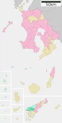 Location of Uken in Kagoshima Prefecture