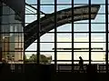 A view through the windows of Lied Library. The library holds more than a million volumes and has 2,500 study spaces.