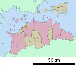 Location of Utazu in Kagawa Prefecture