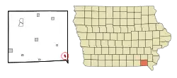 Location of Farmington, Iowa