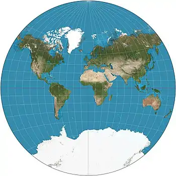 Image 1Van der Grinten projectionMap: Strebe, using GeocartThe van der Grinten projection is a compromise map projection that is neither equal-area nor conformal. It projects the entire Earth into a circle, though the polar regions are subject to extreme distortion. The projection was the first of four proposed by Alphons J. van der Grinten in 1904, and, unlike perspective projections, is an arbitrary geometric construction on the plane. It was adopted as the National Geographic Society's reference map of the world from 1922 until 1988.More selected pictures