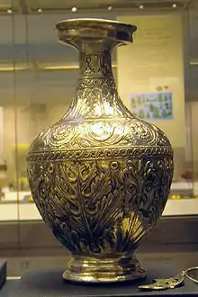 Fourth-century Roman silver jug from the Water Newton Treasure, with acanthus decoration in two of the zones