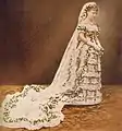 Wedding photo of Victoria of Baden as she wears the Fringe tiara as a necklace