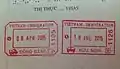 Exit stamp at Dong Dang border crossing via train and entry stamp at Huu Nghi land border crossing