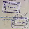 Entry and exit stamps issued at Tan Son Nhat International Airport