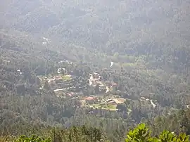 The village of Rezza seen from the trail to Salincaccia