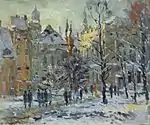Edgars Vinters,  An afternoon at the lower and upper guild, Riga, Oil on cardboard; 80 x 95&nbsp;cm, 1975(Hans Joachim Gerber collection)