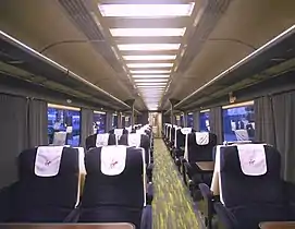 The interior of Virgin Trains refurbished Mark 3 First Class