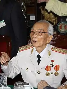 Võ Nguyên Giáp wearing two Ho Chi Minh Orders