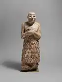 Votive figure; 2600-2350 BC; stone; height: 41.3&nbsp;cm, width: 14.5&nbsp;cm, depth: 13.5&nbsp;cm; Metropolitan Museum of Art