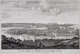 Vue du château de Meudon du côté du village de Fleury. (View of the château de Meudon from the village of Fleury), Israel Silvestre, 1688. Musée d'art et d'histoire de Meudon