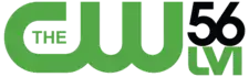 The CW network logo in green. To the right in sans serifs, a green number 56 over the black letters LVI