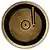 Circular 4-inch brass plaque with a top view of phonograph disc and pickup arm.